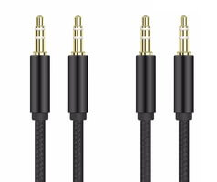 Cable de cable auxiliar (aux.) Trenzado de 2x 1 metro para iPhone, iPad, Samsung, hogar, automóvil y más