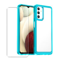 Bumper Hülle Für Samsung Galaxy A13 / A04s Gel Clear Cover + Displayschutzfolie Blau