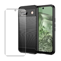 Carbon Case for Google Pixel 8a Phone Cover and Glass Screen Protector