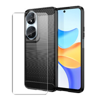 Carbon Case for Honor 90 Smart Phone Cover and Glass Screen Protector