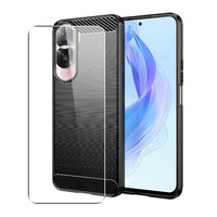 Carbon Case for Honor 90 Lite Phone Cover and Glass Screen Protector