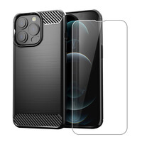 Carbon Case for iPhone 13 Pro Phone Cover and Glass Screen Protector