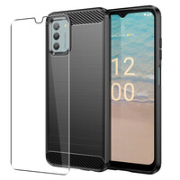 Carbon Case for Nokia G22 Phone Cover and Glass Screen Protector