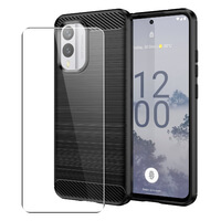 Carbon Case for Nokia X30 Phone Cover and Glass Screen Protector