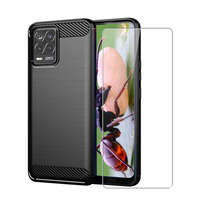 Carbon Case for Realme 8 Pro Phone Cover and Glass Screen Protector