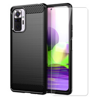 Carbon Case for Xiaomi Redmi Note 10 Pro Phone Cover and Glass Screen Protector