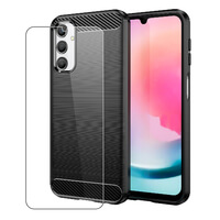 Carbon Case for Samsung Galaxy A24 4G Phone Cover and Glass Screen Protector