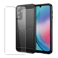 Carbon Case for Samsung Galaxy A25 / A24 Phone Cover and Glass Screen Protector