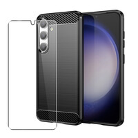 Carbon Case for Samsung Galaxy S24 Phone Cover and Glass Screen Protector