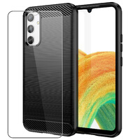 Carbon Case for Samsung Galaxy A34 5G Phone Cover and Glass Screen Protector