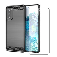 Carbon Case for Samsung Galaxy S20 FE (Fan Edition) Phone Cover and Glass Screen Protector