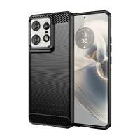 Funda para Motorola Moto Edge 50 Pro [Fibra de Carbon TPU] Case Cover Negro