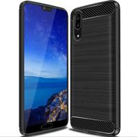 Case for Huawei P20 Carbon Fibre Silicone Cover Shockproof Black