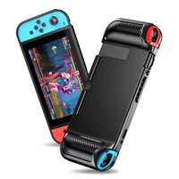 Case for Nintendo Switch Carbon Fibre Silicone Cover Shockproof Black