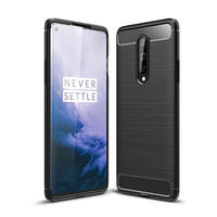 Case for OnePlus 8 Carbon Fibre Silicone Cover Shockproof Black