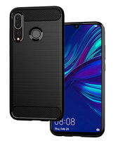 Case for Huawei P Smart Plus (2019) Carbon Fibre Silicone Cover Shockproof Black