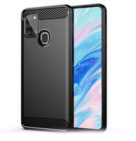 Schutzhülle für Samsung Galaxy A21s [KARBON]  Hülle Case Cover Schwarz