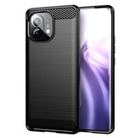 Funda para Xiaomi Mi 11 [Fibra de Carbon TPU] Case Cover Negro