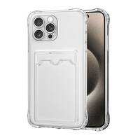 voor iPhone 15 Pro Max Case Schokabsorberende Gel Clear Cover met Kaarthouder Anti-valbescherming