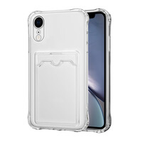 för iPhone XR Fodral Shock Absorbing Gel Clear Cover med korthållare Anti Drop Protection
