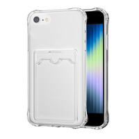 SDTEK-hoesje voor iPhone SE 2022/2020, iPhone 7/8 schokabsorberende gel transparante cover met kaarthouder anti-valbescherming