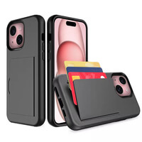 Soft Case Für iPhone 15 Cover Mit Kreditkartenfächer Schwarz