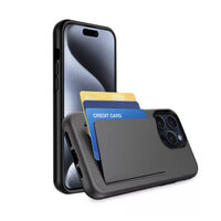Zacht hoesje voor iPhone 15 Pro Cover met creditcardsleuf Zwart