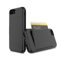 Soft Case for iPhone 6+ / 7+ / 8+ Plus Cover with Credit Card Slot Black