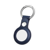Case for Apple AirTag, Protective PU Leather Cover with Key Ring Navy