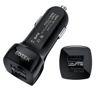 Universal Black Dual USB Car Charger [Fast Charge] 2.1A for iPhone, Samsung Galaxy, Huawei, Sony Xperia, iPad and More