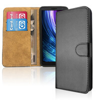 SDTEK-hoesje voor Alcatel 1B (2022) Leren portemonnee Flip Book Folio-portemonnee View Phone Cover Stand Zwart