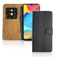 Leather Wallet Flip Cover Case for Alcatel 3L (2021) Black