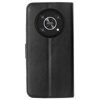 Case voor Honor Magic 4 Lite 5G Lederen Portemonnee Flip Book Folio Portemonnee View Phone Cover Stand Zwart