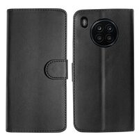 Case voor Huawei Honor 50 Lite Lederen Portemonnee Flip Book Folio Portemonnee View Phone Cover Stand Zwart