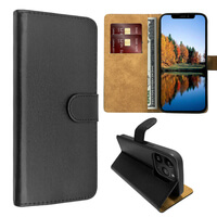 Leather Wallet Flip Cover Case for iPhone 13 Pro Black