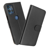Leather Wallet Flip Cover Case for Motorola Moto G100 Black