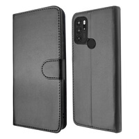 Leather Wallet Flip Cover Case for Motorola Moto G60s Black
