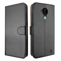 Leather Wallet Flip Cover Case for Nokia C30 Black