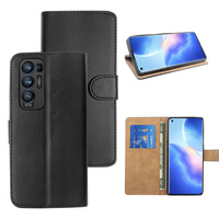 Case voor Oppo Find X3 Neo Leather Wallet Flip Book Folio Wallet View Phone Cover Stand Zwart