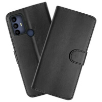 Leather Wallet Flip Cover Case for TCL 30 SE / 306 / 305 Black