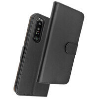 Case voor Sony Xperia 1 III Lederen Portemonnee Flip Book Folio Wallet View Phone Cover Stand Zwart