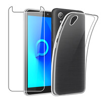 Case for Alcatel 1 (2019-2021) + Glass Screen Protector Clear Gel Phone Cover