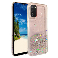 Custodia Glitter Rosa Per Samsung Galaxy A02s, Cover In Silicone