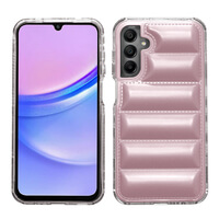 Shockproof Puffy Jacket Case for Samsung Galaxy A15 Impact Protection Pink