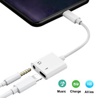 Adaptador de cable de audio Lightning a Aux 3.5 mm con puerto Lightning adicional para Apple iPhone, iPad, iPod Touch