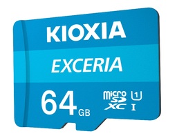 Carte mémoire micro SD Kioxia 64 Go Exceria U1 Classe 10 (adaptateur inclus)