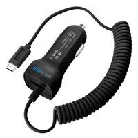 Adaptateur chargeur de voiture micro USB avec câble pour Samsung Galaxy S4/S5/S6/S7, J3/J4/J5/J6, Huawei, Nokia, Moto + port de charge USB (noir)