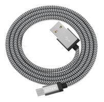 Strong Braided Micro USB 1 Metre Charger Cable Lead with Metal Tips for use with Samsung J3 J5 J6, Huawei, Moto, Asus and more
