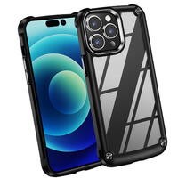 Case for iPhone 14 Pro Max, Soft Bumper Phone Cover with Transparent Shock Absorbing Corner Protection Black