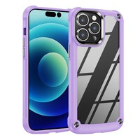Case for iPhone 14 Pro, Soft Bumper Phone Cover with Transparent Shock Absorbing Corner Protection Purple